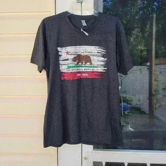 COTTON HERITAGE CALIFORNIA REPUBLIC EST. 1850 MENS T SHIRT MEDIUM DARK GRAY - Picture 1 of 5